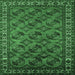 Square Machine Washable Oriental Emerald Green Industrial Area Rugs, wshurb2354emgrn