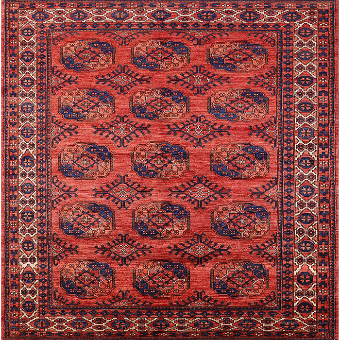 Square Mid-Century Modern Cranberry Red Oriental Rug, urb2354