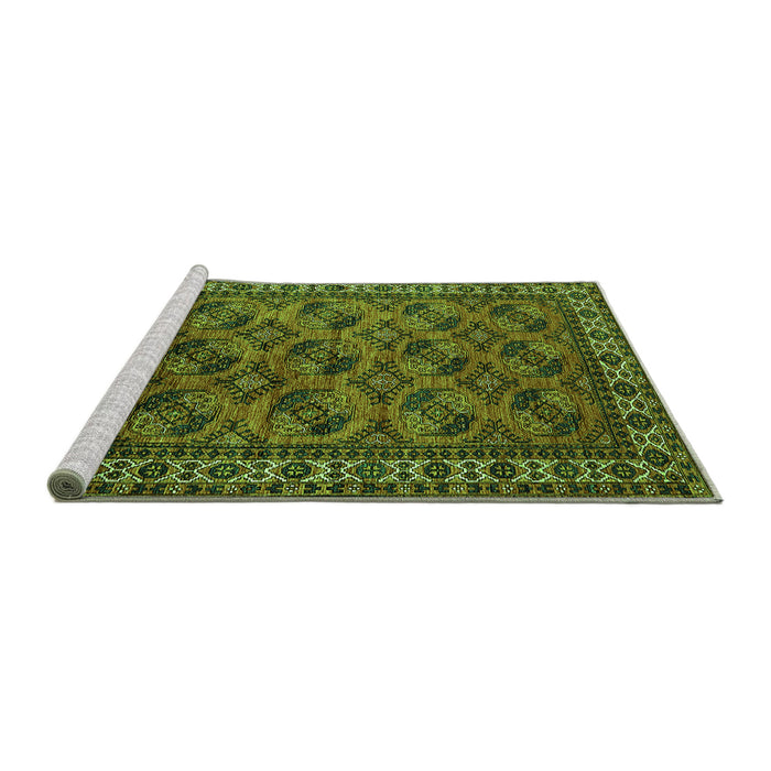 Sideview of Machine Washable Oriental Green Industrial Area Rugs, wshurb2354grn