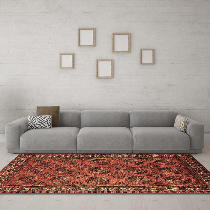 Machine Washable Oriental Brown Industrial Rug in a Living Room,, wshurb2354brn