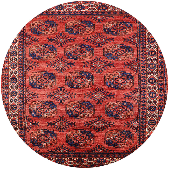 Round Machine Washable Industrial Modern Cranberry Red Rug, wshurb2354
