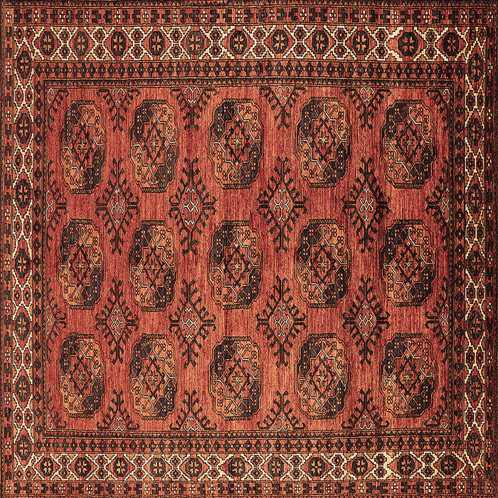 Square Machine Washable Oriental Brown Industrial Rug, wshurb2354brn