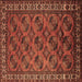 Square Machine Washable Oriental Brown Industrial Rug, wshurb2354brn