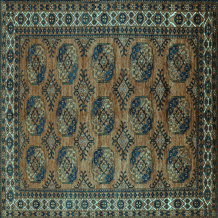 Square Oriental Turquoise Industrial Rug, urb2354turq