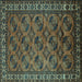 Square Oriental Turquoise Industrial Rug, urb2354turq