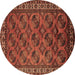 Round Machine Washable Oriental Brown Industrial Rug, wshurb2354brn