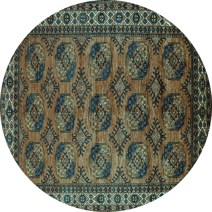 Round Oriental Turquoise Industrial Rug, urb2354turq