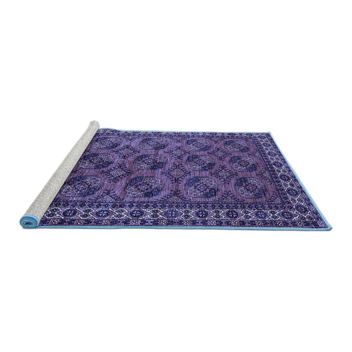 Sideview of Machine Washable Oriental Blue Industrial Rug, wshurb2354blu