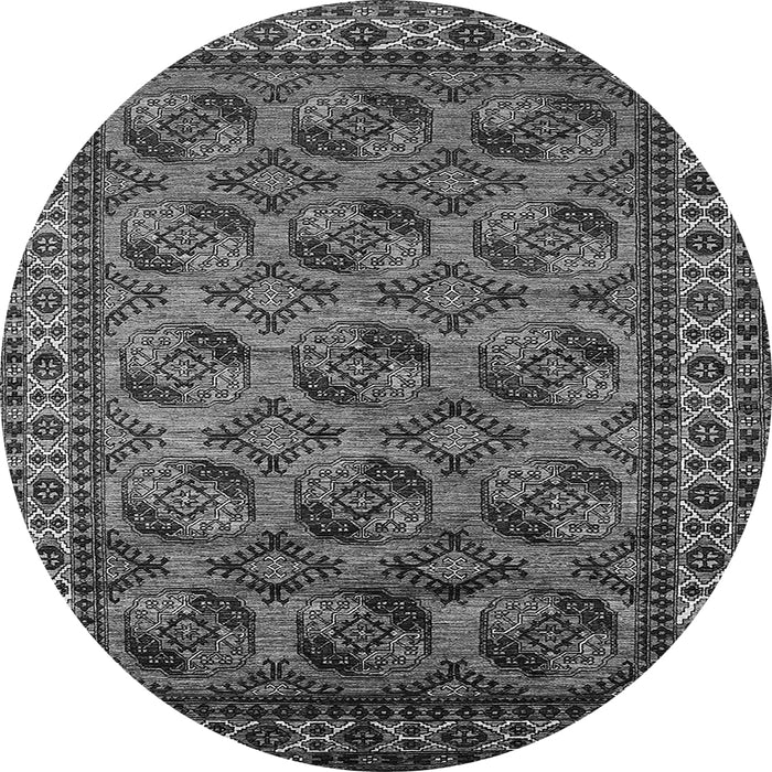 Round Machine Washable Oriental Gray Industrial Rug, wshurb2354gry