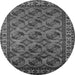 Round Machine Washable Oriental Gray Industrial Rug, wshurb2354gry