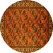 Round Machine Washable Oriental Yellow Industrial Rug, wshurb2354yw