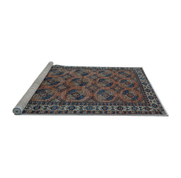 Sideview of Machine Washable Oriental Light Blue Industrial Rug, wshurb2354lblu