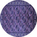 Round Machine Washable Oriental Blue Industrial Rug, wshurb2354blu