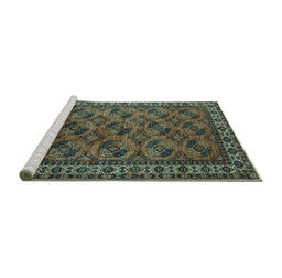 Sideview of Machine Washable Oriental Turquoise Industrial Area Rugs, wshurb2354turq