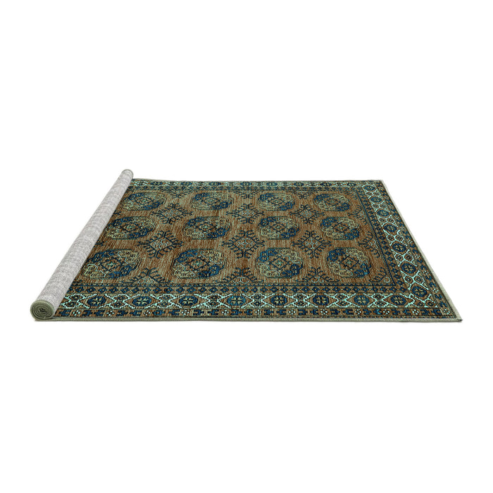 Sideview of Machine Washable Oriental Turquoise Industrial Area Rugs, wshurb2354turq