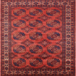 Square Machine Washable Industrial Modern Cranberry Red Rug, wshurb2354
