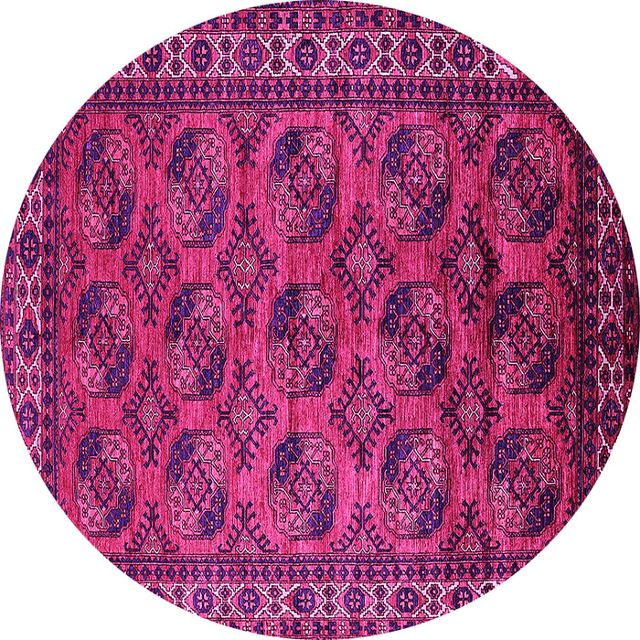 Round Machine Washable Oriental Pink Industrial Rug, wshurb2354pnk
