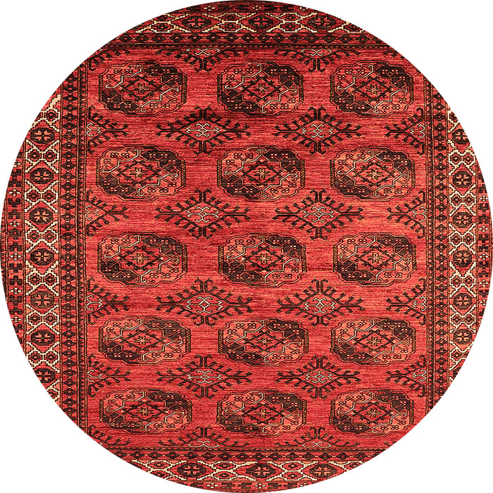 Round Machine Washable Oriental Orange Industrial Area Rugs, wshurb2354org