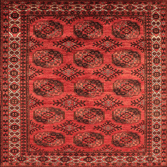 Square Machine Washable Oriental Orange Industrial Area Rugs, wshurb2354org