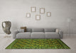 Machine Washable Oriental Green Industrial Area Rugs in a Living Room,, wshurb2354grn