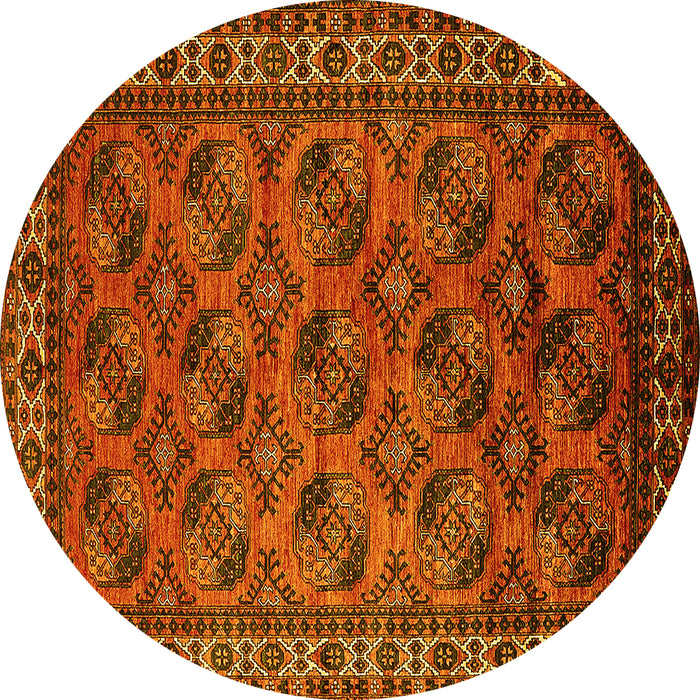 Round Oriental Yellow Industrial Rug, urb2354yw