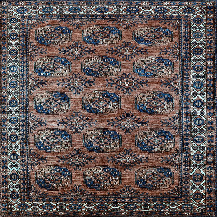 Square Machine Washable Oriental Light Blue Industrial Rug, wshurb2354lblu