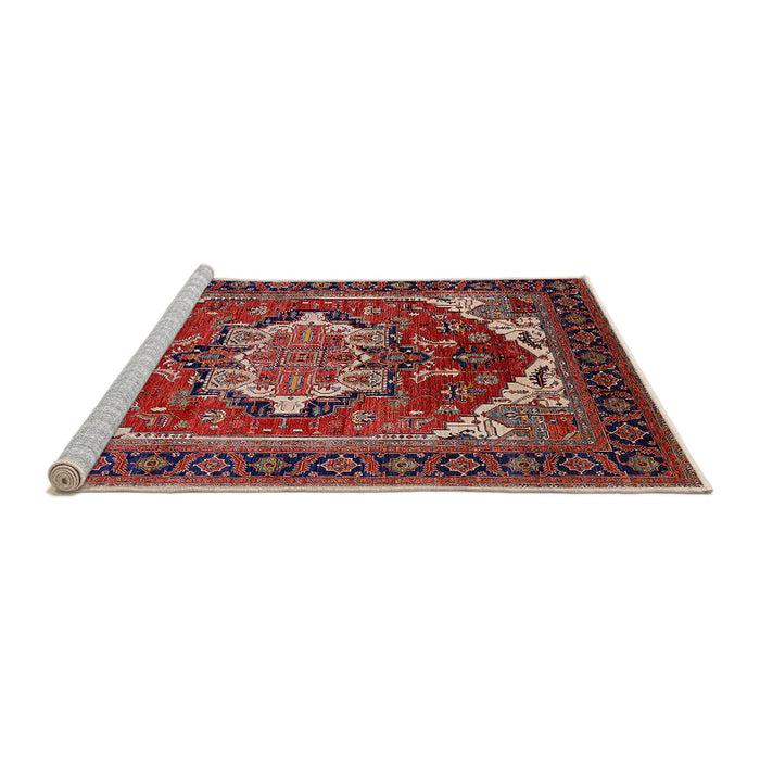 Sideview of Machine Washable Industrial Modern Tomato Red Rug, wshurb2355