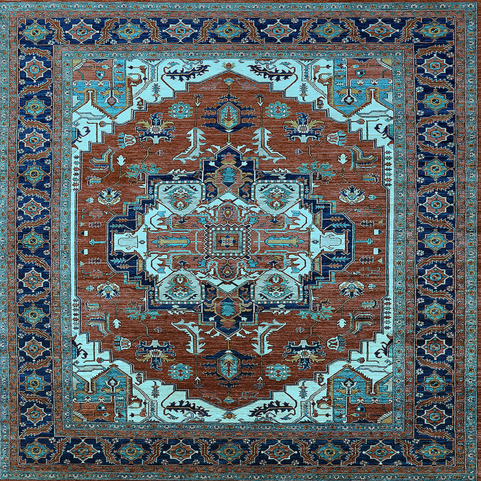 Square Machine Washable Persian Light Blue Traditional Rug, wshurb2355lblu