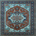 Square Machine Washable Persian Light Blue Traditional Rug, wshurb2355lblu