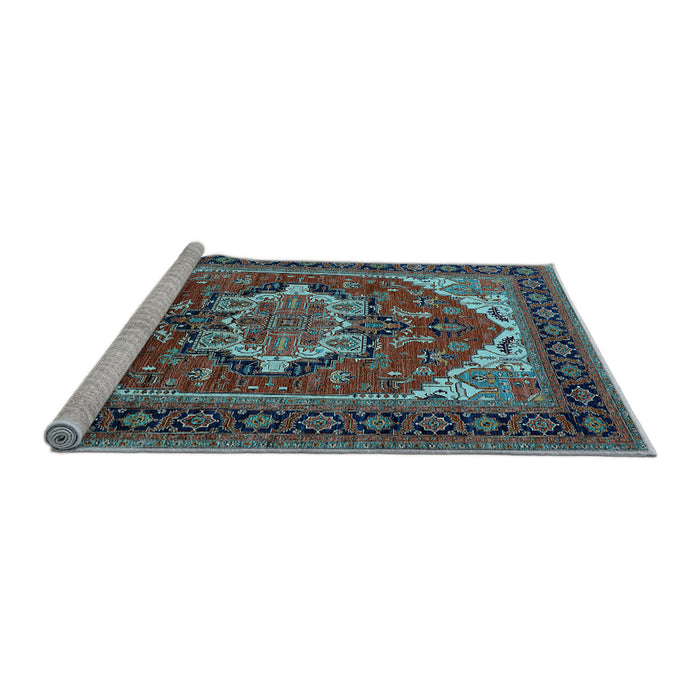 Sideview of Machine Washable Persian Light Blue Traditional Rug, wshurb2355lblu