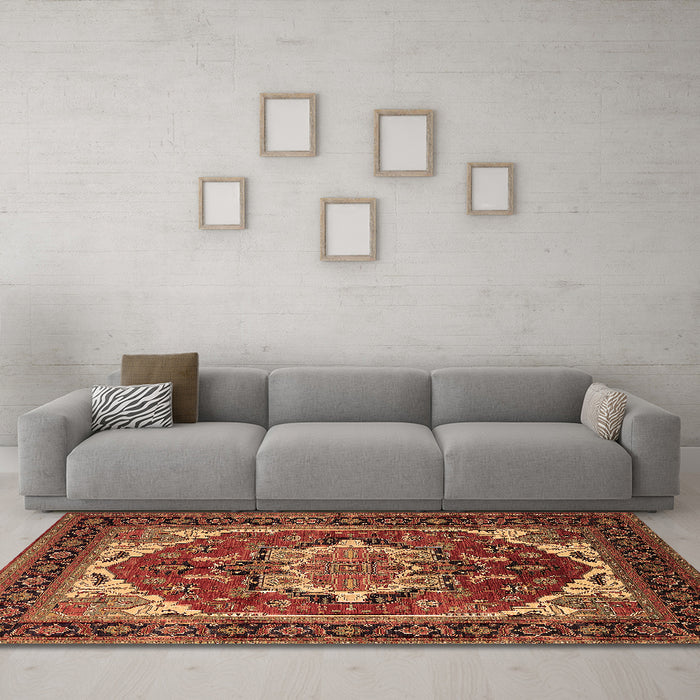 Machine Washable Persian Brown Traditional Rug in a Living Room,, wshurb2355brn
