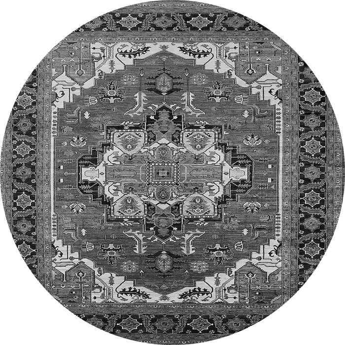 Round Machine Washable Persian Gray Traditional Rug, wshurb2355gry