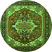 Round Persian Green Traditional Rug, urb2355grn