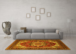 Machine Washable Persian Yellow Traditional Rug in a Living Room, wshurb2355yw