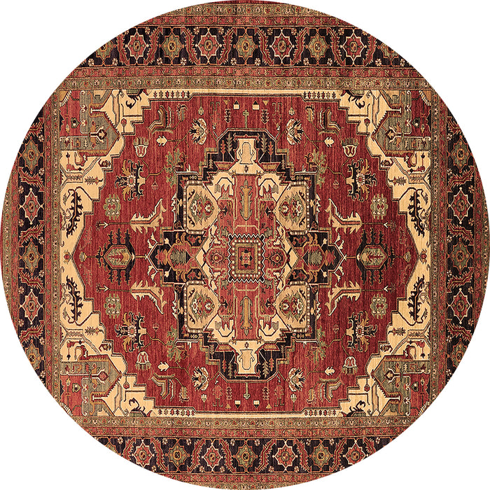 Round Persian Brown Traditional Rug, urb2355brn
