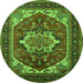 Round Machine Washable Persian Green Traditional Area Rugs, wshurb2355grn