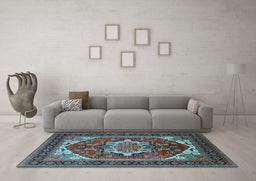 Machine Washable Persian Light Blue Traditional Rug in a Living Room, wshurb2355lblu