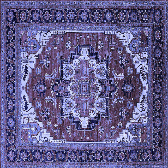 Square Machine Washable Persian Blue Traditional Rug, wshurb2355blu