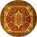 Round Persian Yellow Traditional Rug, urb2355yw