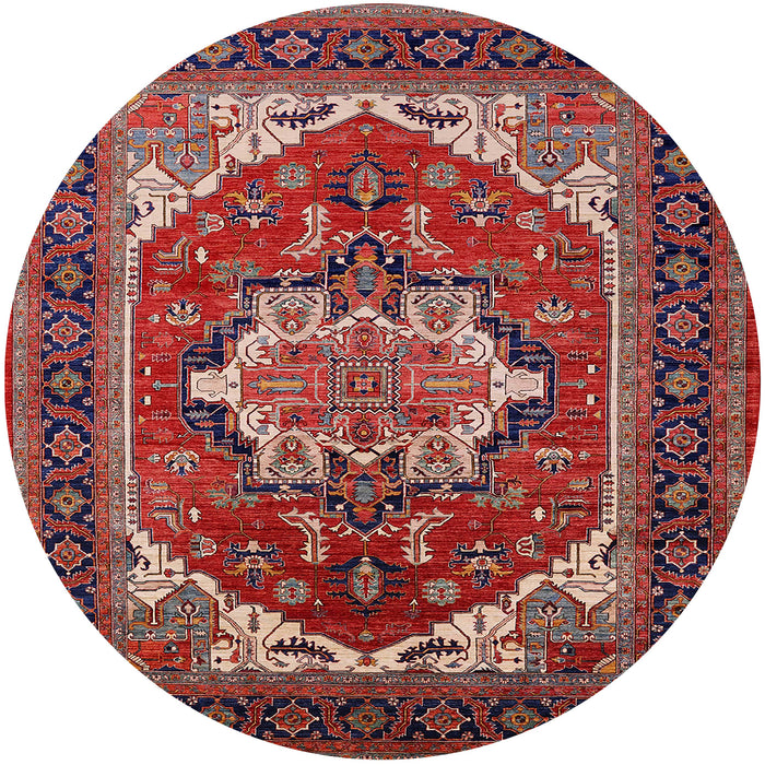 Round Mid-Century Modern Red Persian Rug, urb2355