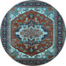 Round Machine Washable Persian Light Blue Traditional Rug, wshurb2355lblu