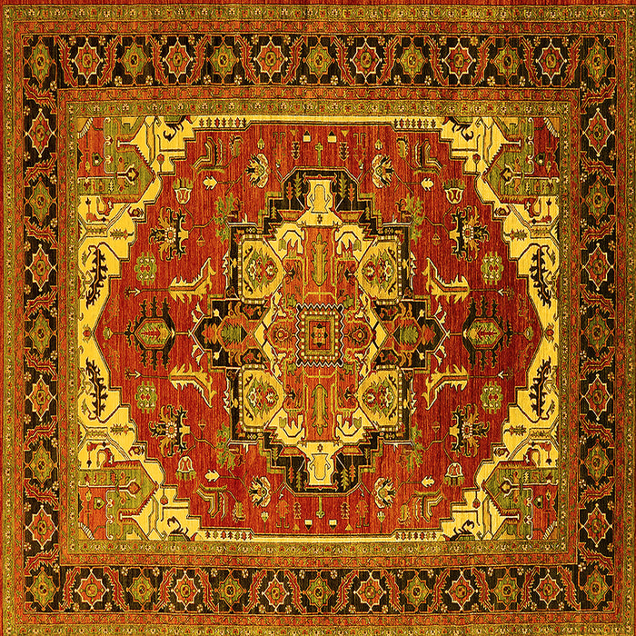 Square Persian Yellow Traditional Rug, urb2355yw