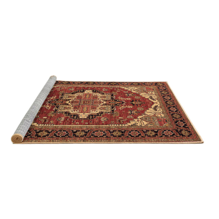 Sideview of Machine Washable Persian Brown Traditional Rug, wshurb2355brn