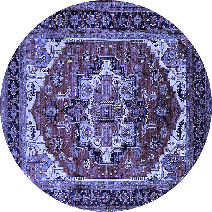 Round Persian Blue Traditional Rug, urb2355blu