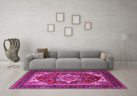 Machine Washable Persian Pink Traditional Rug, wshurb2355pnk