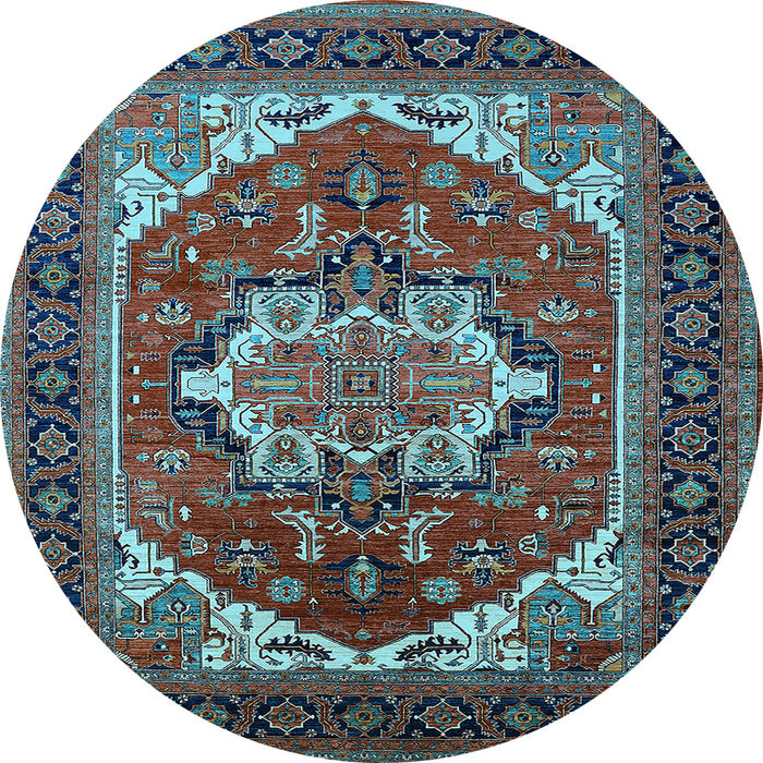 Round Persian Light Blue Traditional Rug, urb2355lblu