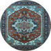 Round Persian Light Blue Traditional Rug, urb2355lblu