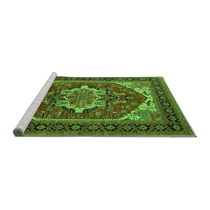Sideview of Machine Washable Persian Green Traditional Area Rugs, wshurb2355grn