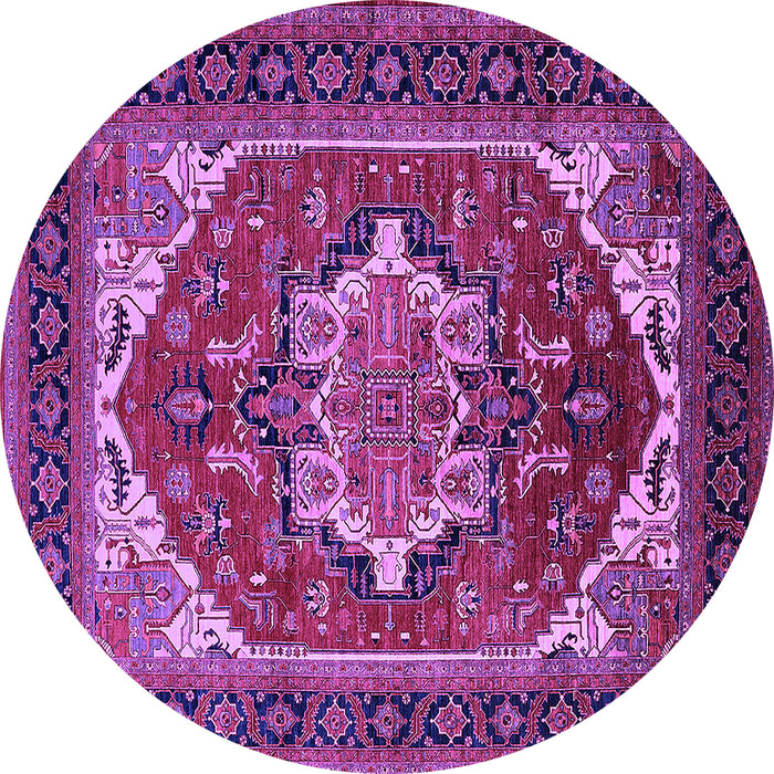 Round Persian Purple Traditional Rug, urb2355pur