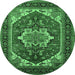 Round Machine Washable Persian Emerald Green Traditional Area Rugs, wshurb2355emgrn